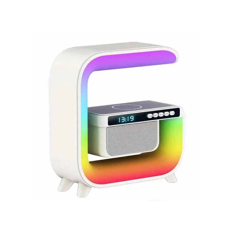 Wireless Charging Speaker,Alarm Clock Intelligent Led Lamp, Multifunctional Wireless Charger Night Light Lamp, Atmosphere Lamp with Bluetoth Speaker for Bedroom, Room Decor, Gift, Party Audio Bluetooth Cable Devices Gadget