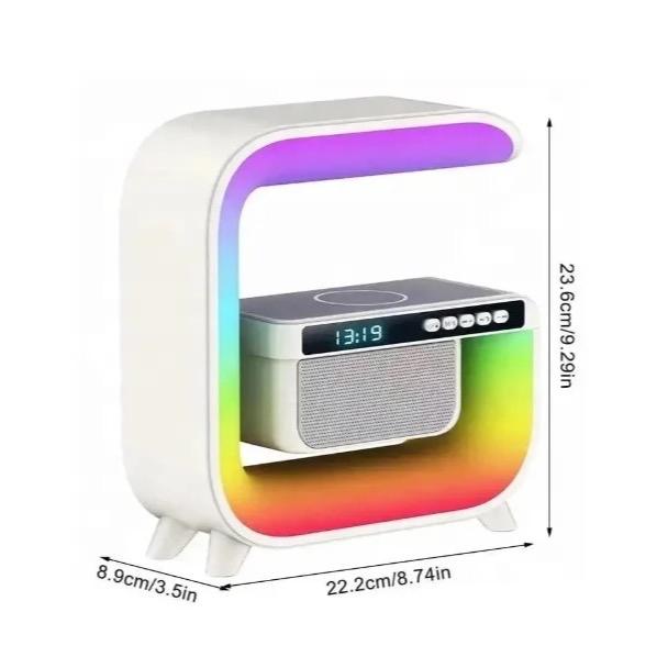 Wireless Charging Speaker,Alarm Clock Intelligent Led Lamp, Multifunctional Wireless Charger Night Light Lamp, Atmosphere Lamp with Bluetoth Speaker for Bedroom, Room Decor, Gift, Party Audio Bluetooth Cable Devices Gadget