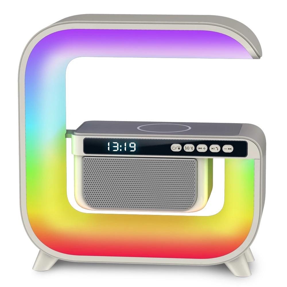 Wireless Charging Speaker,Alarm Clock Intelligent Led Lamp, Multifunctional Wireless Charger Night Light Lamp, Atmosphere Lamp with Bluetoth Speaker for Bedroom, Room Decor, Gift, Party Audio Bluetooth Cable Devices Gadget