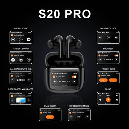 Beatfade S20 PRO Touch Screen ANC Wireless Earphones TWS Noise Cancelling Earbud Bluetoth 5.3 Support APP Long Battery life HiFi