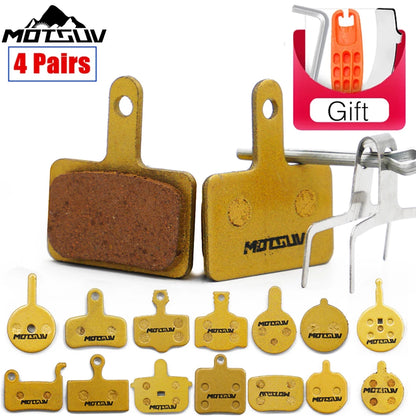 MOTSUV 4 Pair 8pcs Bicycle Hydraulic Disc Copper Base All Metal Brake Pads For Mountain Bike Cycling Brake Pads Part Accessories