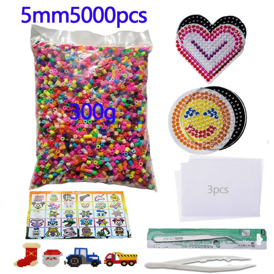 5000pcs large 5mm Hama Beads (2 Template+3 Iron Paper+2 Tweezers)Mini Hama Fuse Beads Diy Kids Educational Toys