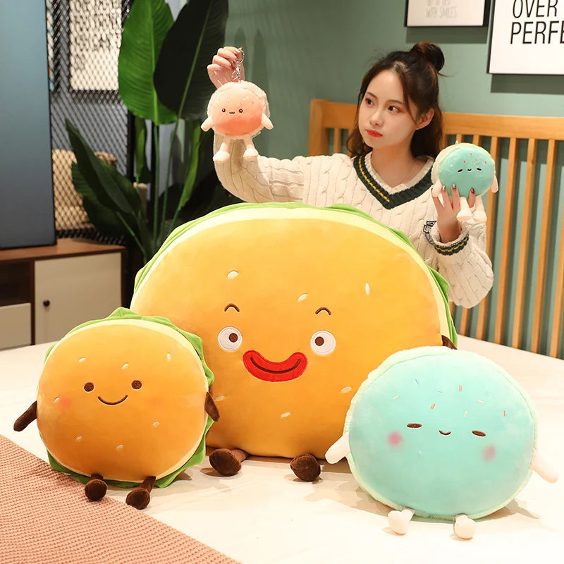 Creative Hamburger Plush Toy Soft Stuffed Kawaii Padded Cushion Funny Food Pillow Cute Burger Bread Doll Kids Birthday Gift New