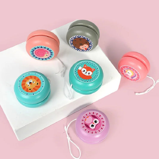 Jouets Yoyo en bois imprimés d'animaux mignons, jouet coccinelle pour enfants Yo-Yo, dessin animé créatif licorne Yo Yo jouets pour enfants, boule Yo Yo en bois de 6 cm