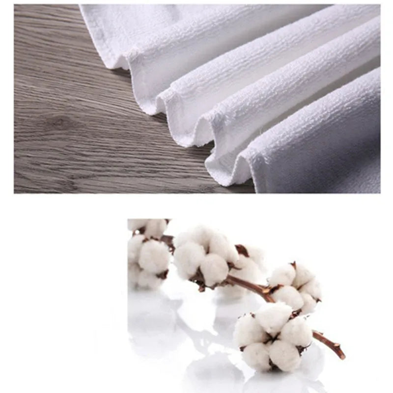 100% cotton thickened white towel jacquard soft bamboo fiber towel strengthen absorbent white towel for home hotel beauty salon