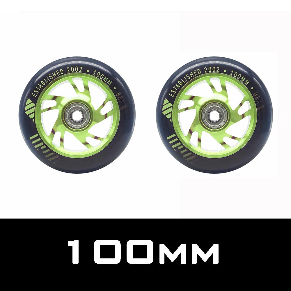 [100mm 110mm 120mm] Replacement Push/Kick/Stunt Scooter Wheels with Bearings & Bushings Scooter Parts Accessories 2pcs/set