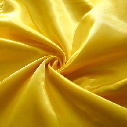 Bonenjoy 1 pc Bed Sheet Yellow Color Plain Dyed Satin Polyester Flat Sheets Queen Size sabanas cama 90 Single Top Sheets