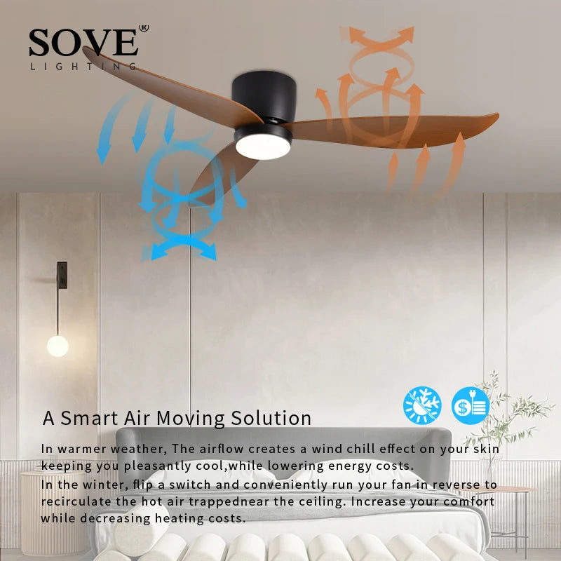 SOVE Modern Led Ceiling Fans With Lights Ceiling Light Fan Lamp Ceiling Fan With Remote Control Decorative BedroomHome 220v