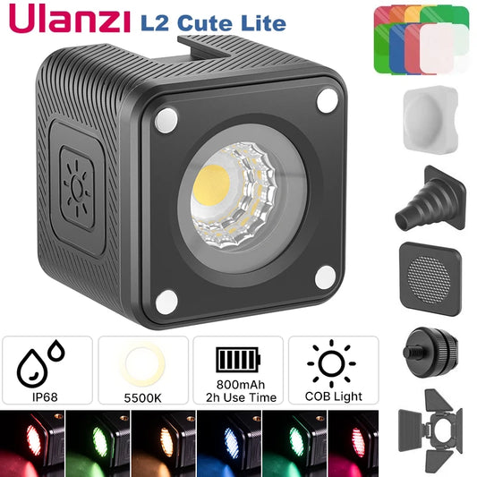 Ulanzi L2 Cute Lite 10m IP68 Waterproof Mini LED Video Light Underwater Dimmable LED Lamp for GoPro and DSLR Camera