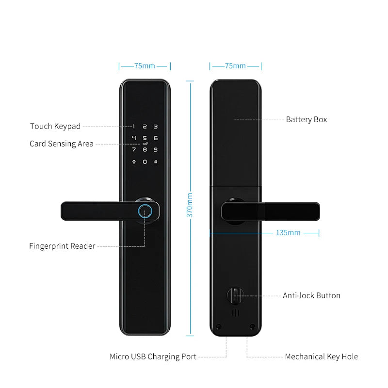 TTlock Waterproof Bluetooth Wifi Fingerprint Smart Lock Electronic Intelligent Biometric Code Digital Door Lock