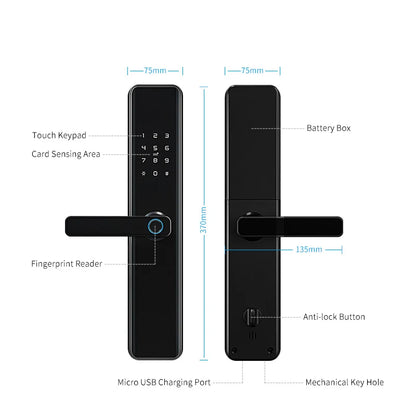 TTlock Waterproof Bluetooth Wifi Fingerprint Smart Lock Electronic Intelligent Biometric Code Digital Door Lock