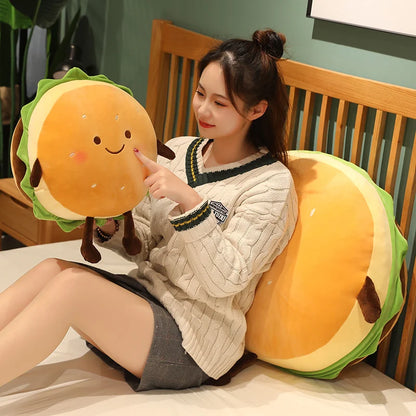 Creative Hamburger Plush Toy Soft Stuffed Kawaii Padded Cushion Funny Food Pillow Cute Burger Bread Doll Kids Birthday Gift New