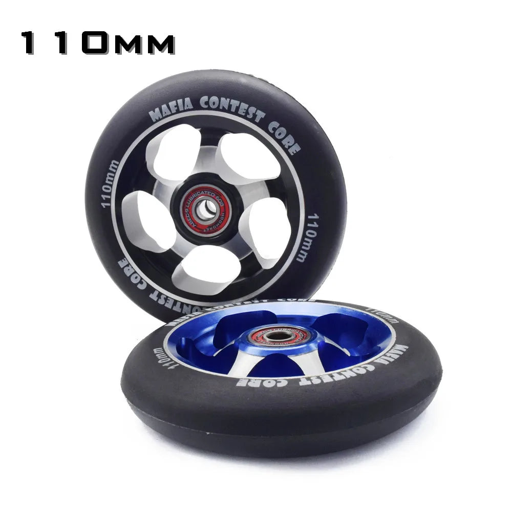 [100mm 110mm 120mm] Replacement Push/Kick/Stunt Scooter Wheels with Bearings & Bushings Scooter Parts Accessories 2pcs/set