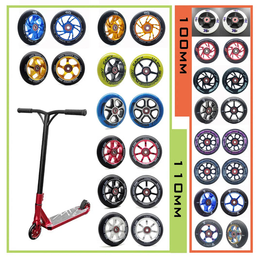 [100mm 110mm 120mm] roues de remplacement pour Scooter Push/Kick/Stunt avec roulements et bagues pièces de Scooter accessoires 2 pièces/ensemble