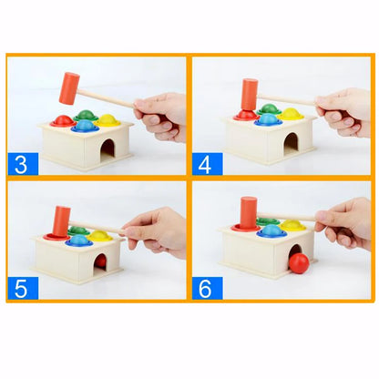 Montessori Baby Toy Kids 3D Wooden Ball Hammer Puzzles Early Learning Baby Games Toy Educational Children Birthday New Year Gift