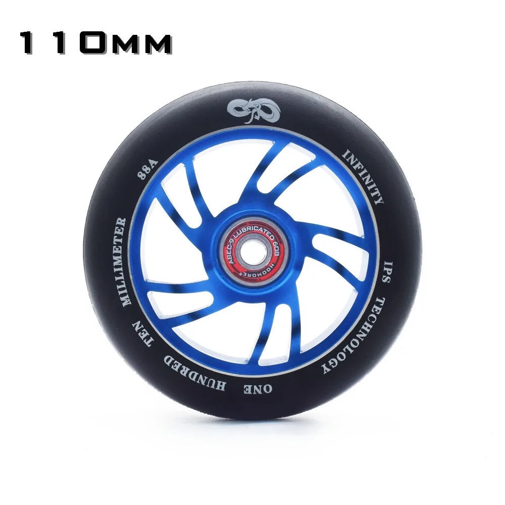 [100mm 110mm 120mm] Replacement Push/Kick/Stunt Scooter Wheels with Bearings & Bushings Scooter Parts Accessories 2pcs/set