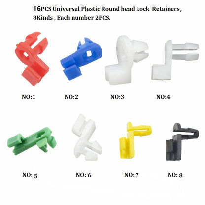 16PCS 8 models universal auto door locks block fixed Hook plastic fasteners for all cars