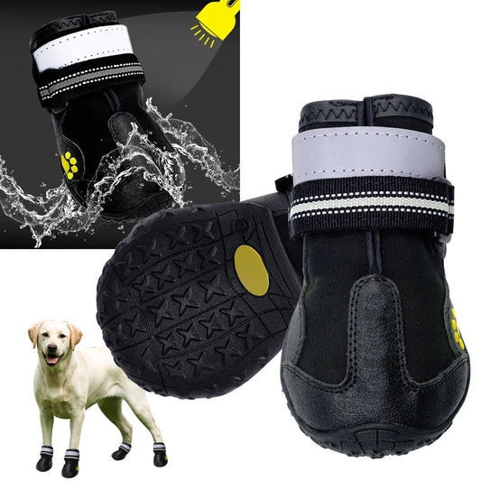 Chaussures réfléchissantes pour chiens, chaussettes d'hiver, bottes pour chiens, vêtements de pluie, antidérapantes, chaussures pour animaux de compagnie, pour chiens de taille moyenne et grande, Pitbull