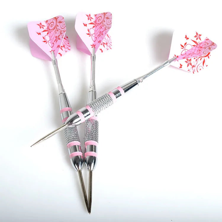 3pcs Professional 24g 16cm Tip Steel Darts Aluminum Dart Shaft Iron Barrel With Pink Dart Flights For Dartboard Games