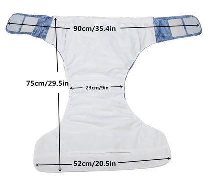 [Sigzagor]XL Adult Cloth Diaper Nappy Urinary Incontinence Pocket Reusable Hook Loop ABDL Age Play 68 to 128 cm 26.7in to 50.4in