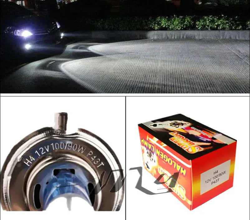 12v Lighting h4 100w 4300k 6000k Cars pure white yellow halogen headlight bulbs fog styling