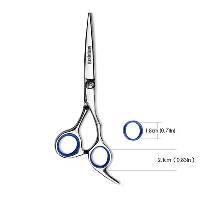 Brainbow 6 inch Cutting Thinning  Styling Tool Hair Scissors Stainless Steel Salon Hairdressing Shears Regular Flat Teeth Blades