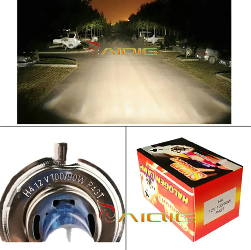 12v Lighting h4 100w 4300k 6000k Cars pure white yellow halogen headlight bulbs fog styling