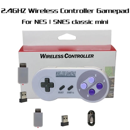 1Pcs of 2.4GHz Wireless Gamepad Controller for Super Nintendo NES & SNES classic mini Wireless Console controller joystick games