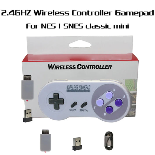 1 Stück 2,4 GHz Wireless Gamepad Controller für Super Nintendo NES &amp; SNES Classic Mini Wireless Console Controller Joystick Spiele