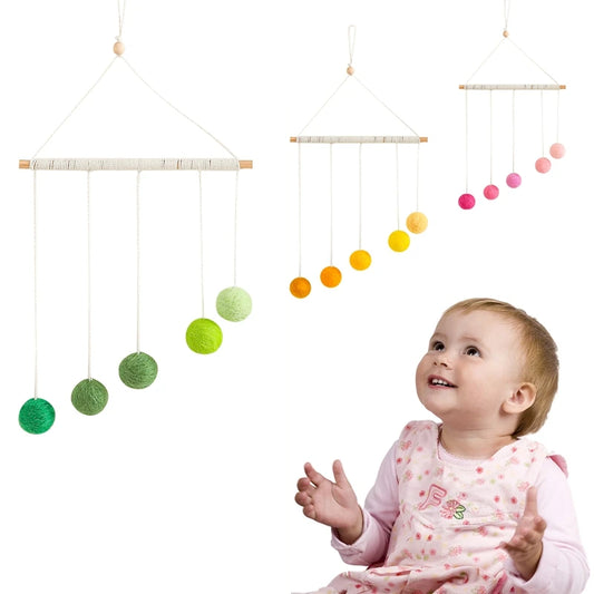 Baby Montessori Plush Ball Pendant Colorful Mobile Hanging Crib Toy Kids Visual Sensory Game Color Cognitive Educational Toys