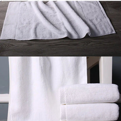 100% cotton thickened white towel jacquard soft bamboo fiber towel strengthen absorbent white towel for home hotel beauty salon