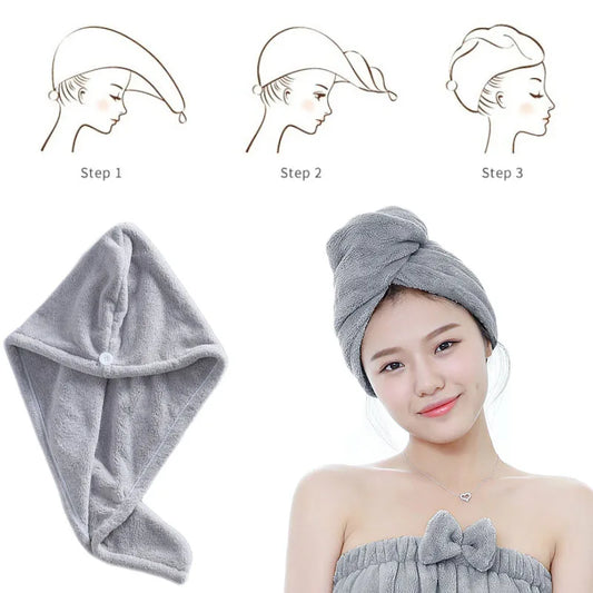 Magique microfibre séchage rapide cheveux serviette serviettes salle de bain serviette de bain chapeau casquette rapide Turban sec toallas