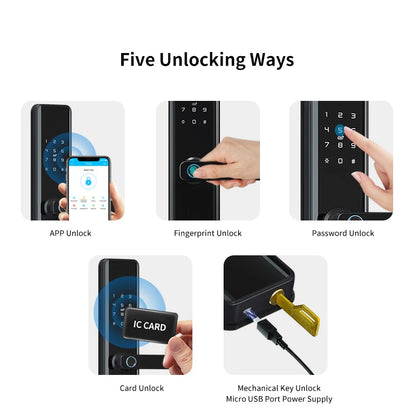 TTlock Waterproof Bluetooth Wifi Fingerprint Smart Lock Electronic Intelligent Biometric Code Digital Door Lock