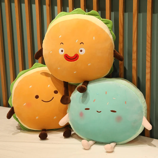 Creative Hamburger Plush Toy Soft Stuffed Kawaii Padded Cushion Funny Food Pillow Cute Burger Bread Doll Kids Birthday Gift New