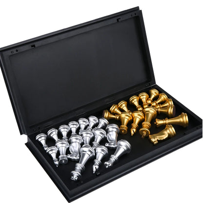 Medieval Folding Classic Chess Set With Chessboard 32 Pieces Gold Silver Magnetic Chess Portable Travel Games For Adults Kid Toy