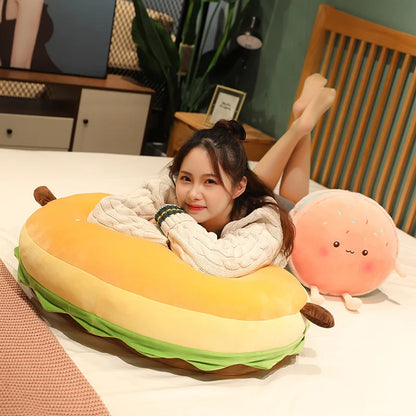 Creative Hamburger Plush Toy Soft Stuffed Kawaii Padded Cushion Funny Food Pillow Cute Burger Bread Doll Kids Birthday Gift New