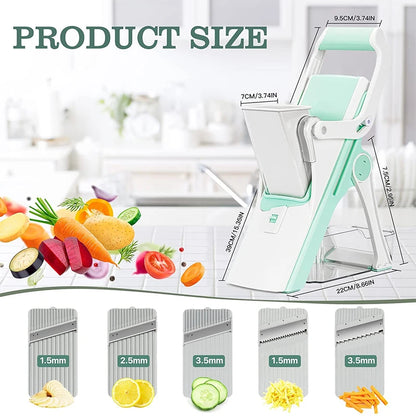 LMETJMA Adjustable Mandoline Slicer Stainless Steel Vegetable Slicer Julienne Safe Vegetable Dicer Onion Carrot Slicer KC0420