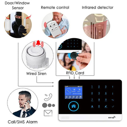 PG-103 Home Security Alarm System Wifi GSM Alarm Intercom Remote Control Autodial 433MHz Detectors IOS Android Tuya APP Control