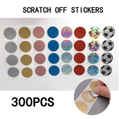 300pcs 1"Inch Round Rose Gold Scratch Off Stickers Labels Tickets Promotional Games