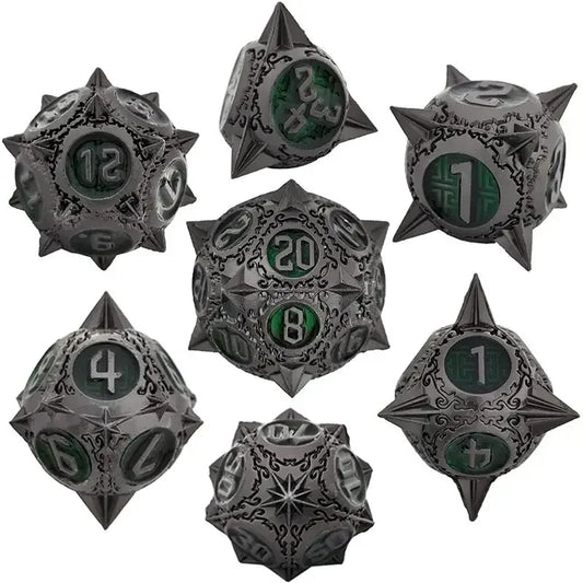 DND Metal Dice Set Dungeon and Dragon Suitable for Smooth Rolling in RPG and Table Games 7pcs