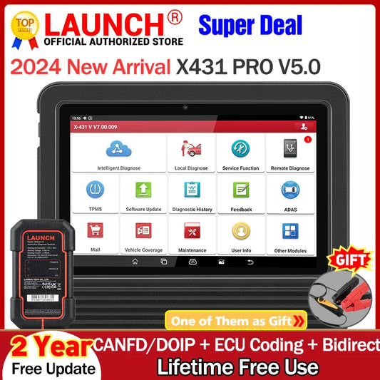 Launch X431 PRO V5.0 Kfz-Diagnosetool Vollsystem-ECU-Codierung Aktivtest 37+ Service FCA CANFD DOIP OBD2-Scanner