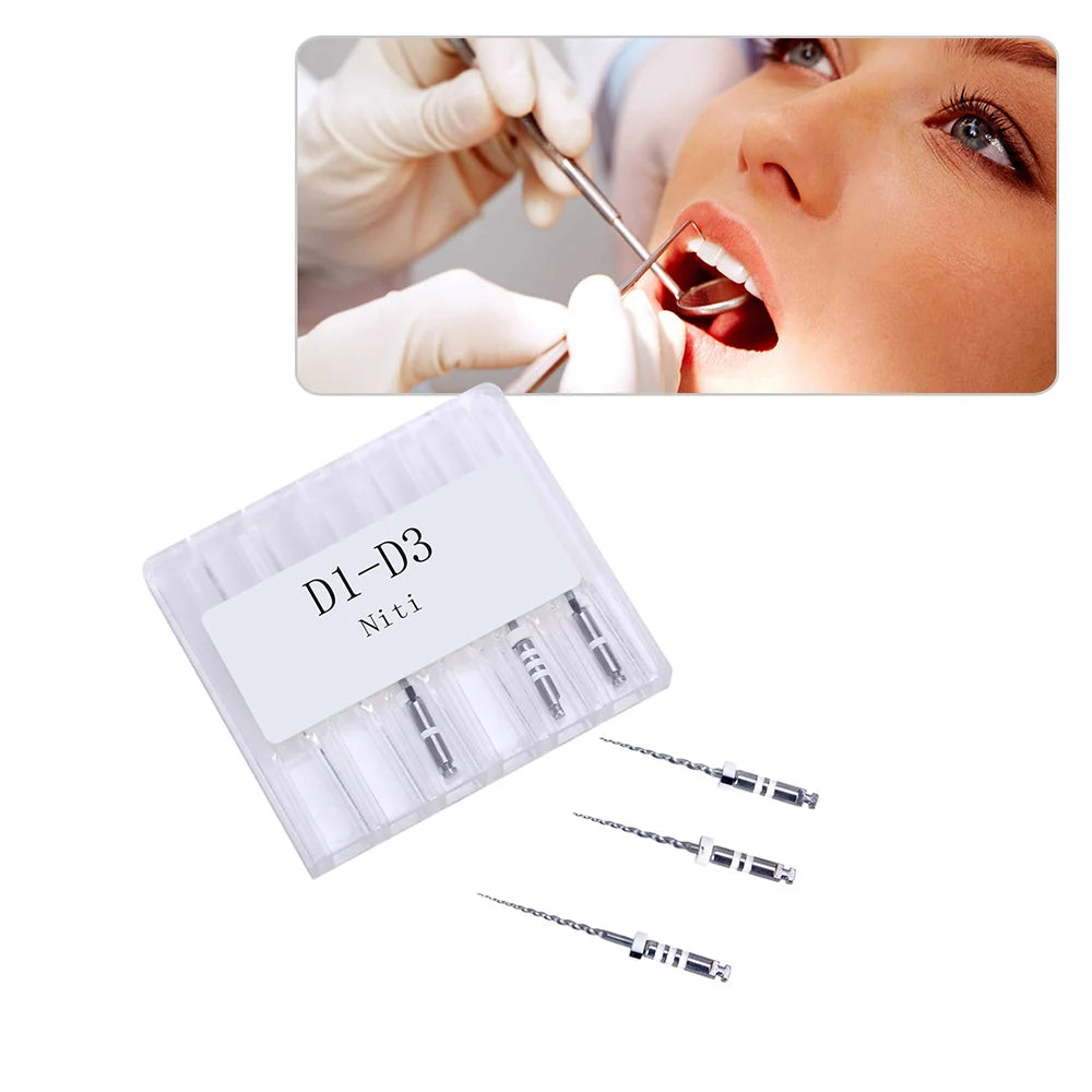 AZDENT Dental Retreatment Engine Root Canal NiTi File D1-D3 Remove Filling Material Before Canal Re-shaping 6pcs/Box