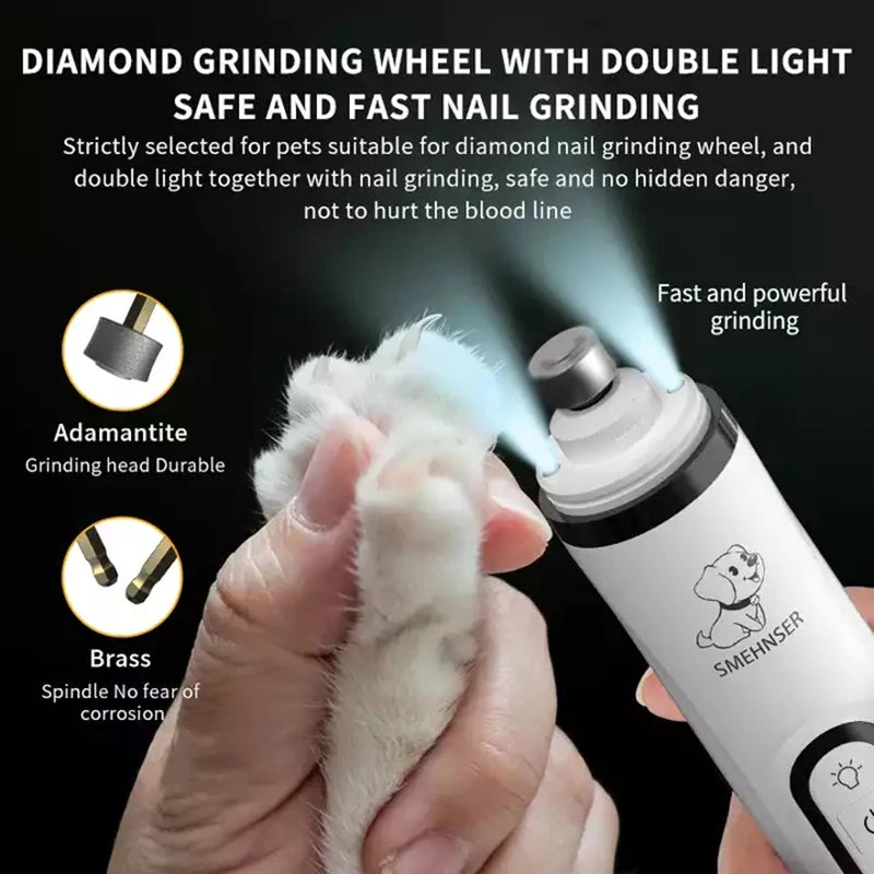 Electric Pet Nail Grinder with LED Light Cat Dogs Nail Clippers USB Rechargeable Paws Nail Cutter Pet Grooming Trimmer Supplies