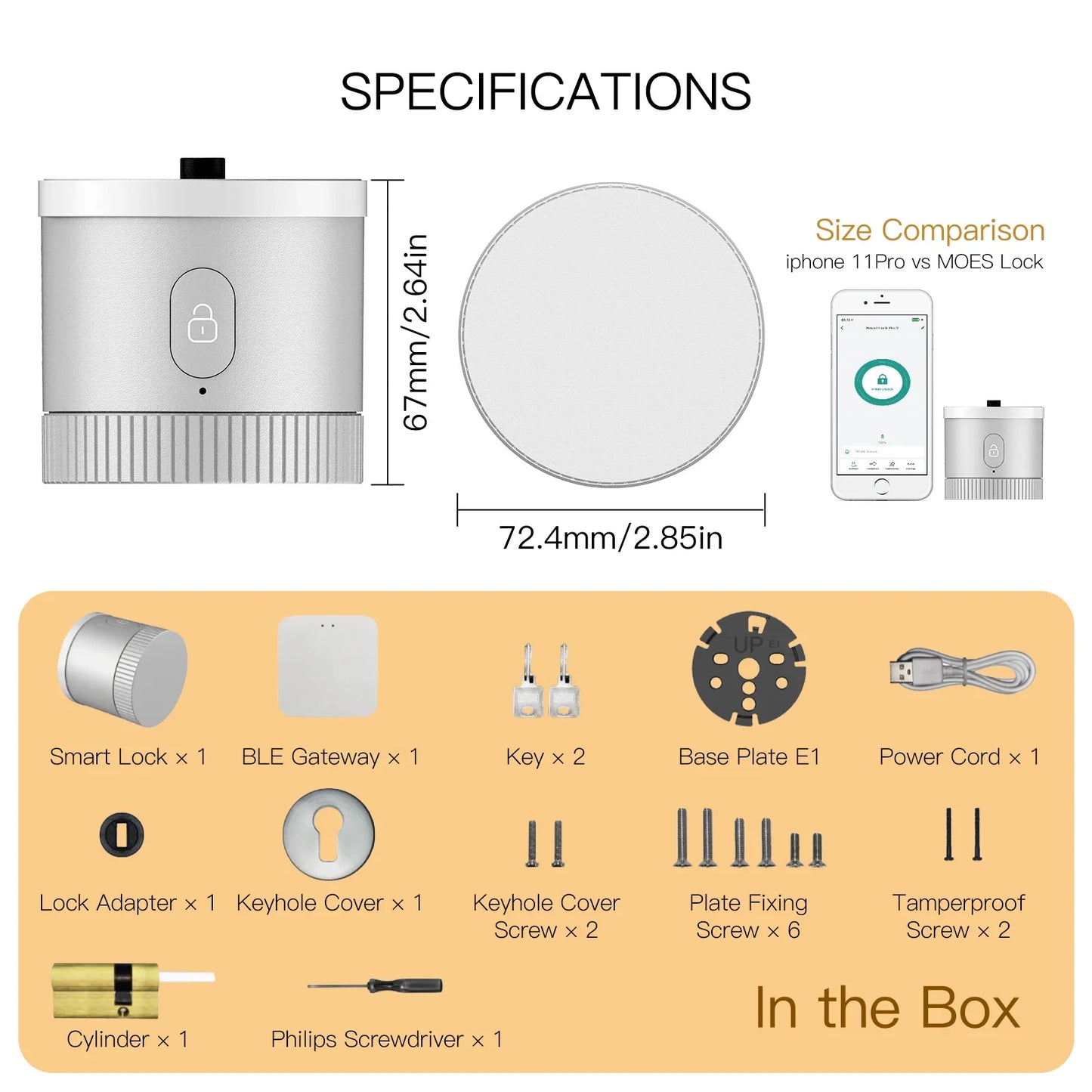 MOES Bluetooth Door Lock Bank-grade AES128 Bit TLS Encryption BLE Sensor Unlocking Tuya Smart APP Voice Control Alexa Google EU