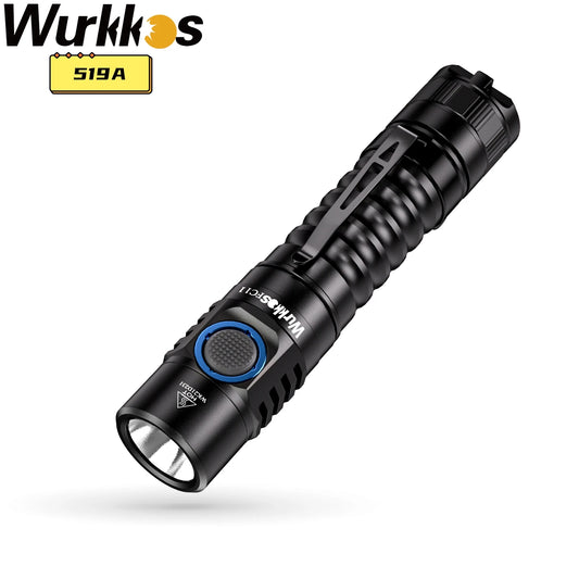 Wurkkos 519A FC11 Mini-Taschenlampe 18650 LED 1300lm IPX-7 Taschenlicht 90CRI USB-C wiederaufladbar Magnetschwanz IP67 Wanderlampe