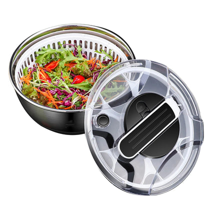 Salad Spinner Dehydrator Double Layer Rotating Vegetable Dehydrator Stainless Steel Fruit Drain Dryer Basket Kitchen Gadgets