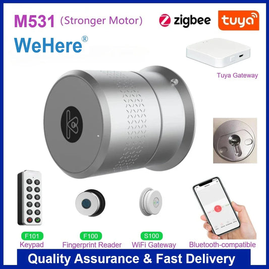 Tuya Wehere App M531 Smart Door Lock Stronger Motor TUYA Zigbee Smart Lock Fingerprint Electronic Lock Use Original Cylinder