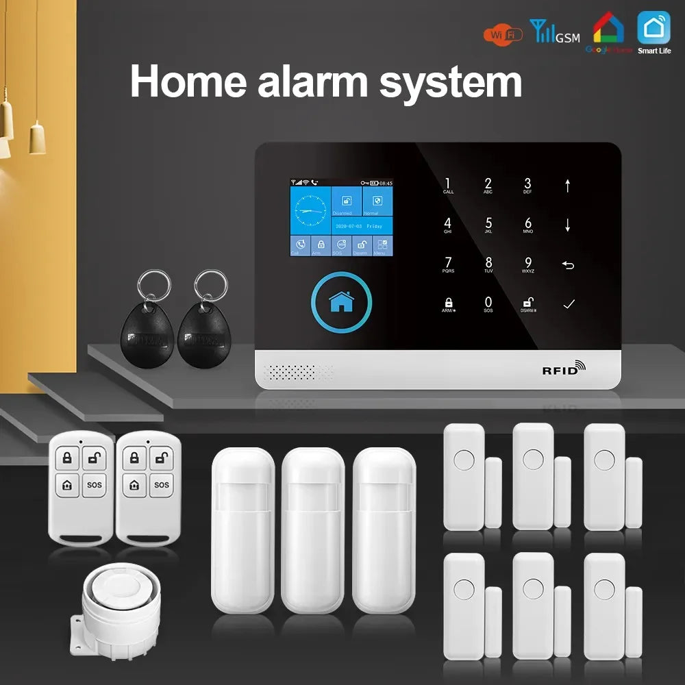 PG-103 Home Security Alarm System Wifi GSM Alarm Intercom Remote Control Autodial 433MHz Detectors IOS Android Tuya APP Control