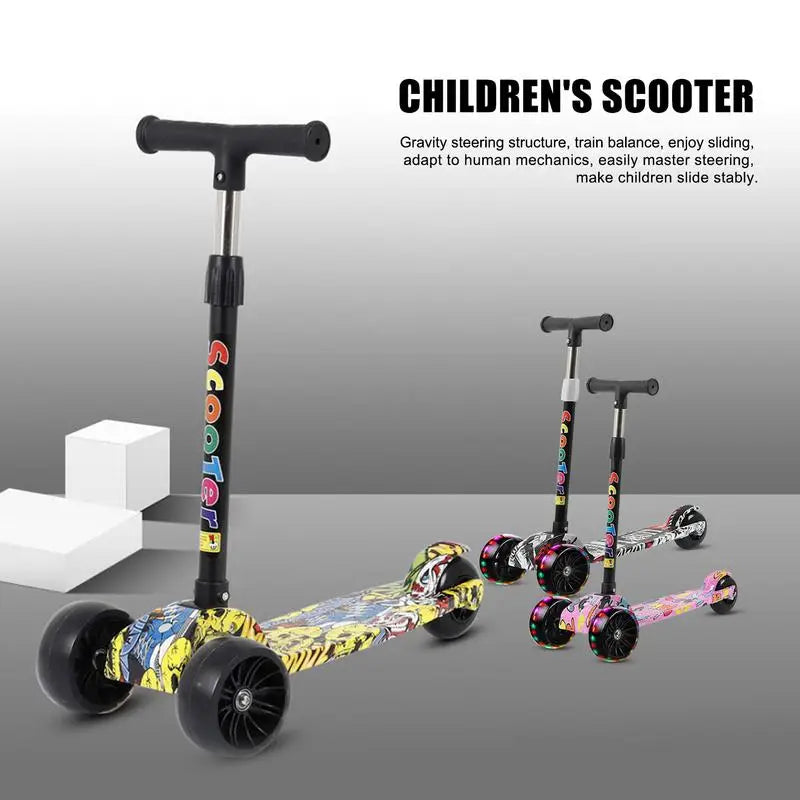 Children's Scooter 3 Wheel Scooter with Flash Wheels Kick Scooter for 3-12 Year Kids Adjustable Height Foldable Children Scooter