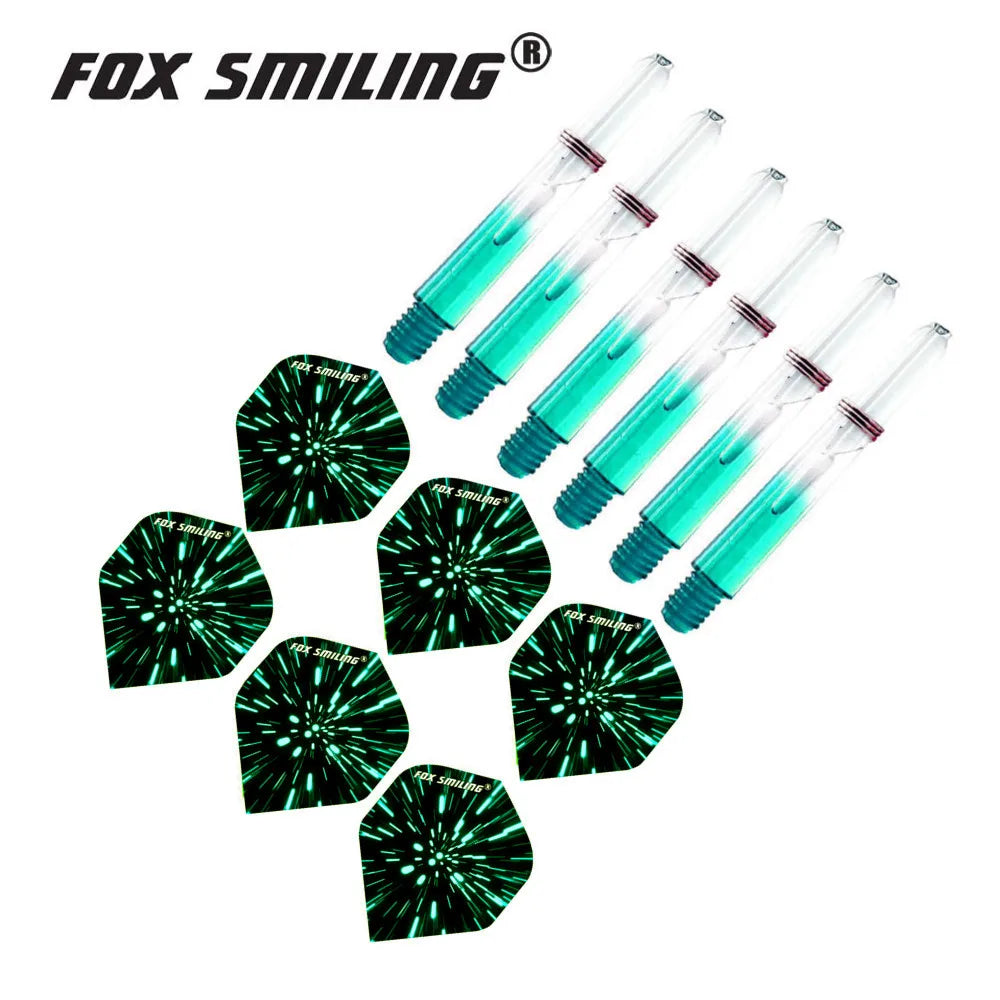 Fox Smiling 2BA 35mm Nylon Dart Shafts With Darts Flights Dardos Feather Leaves Set Colorful Dart Accessories Dartboard Games